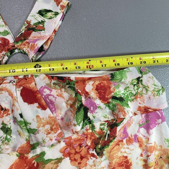 ENTRO Dress Floral Halter Cold Shoulder Ruffle Mini Flowy Boho L Anthropologie - Picture 5 of 10